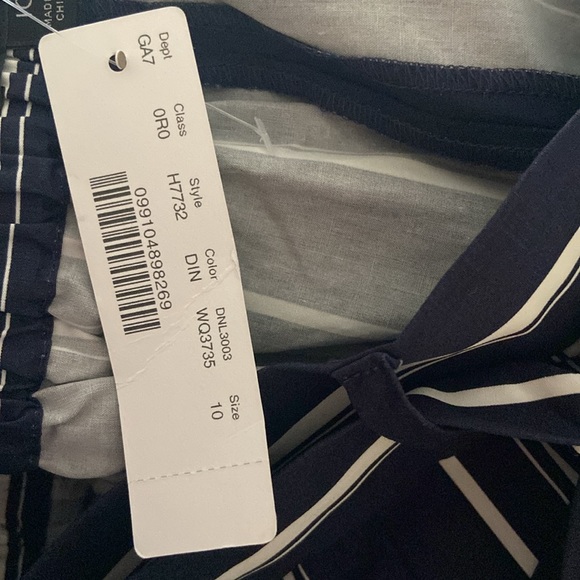 10 🔖 J.CREW P-Striped Wide Leg Cropped Pant Navy Blue WQ3736 $128 - Picture 6 of 10